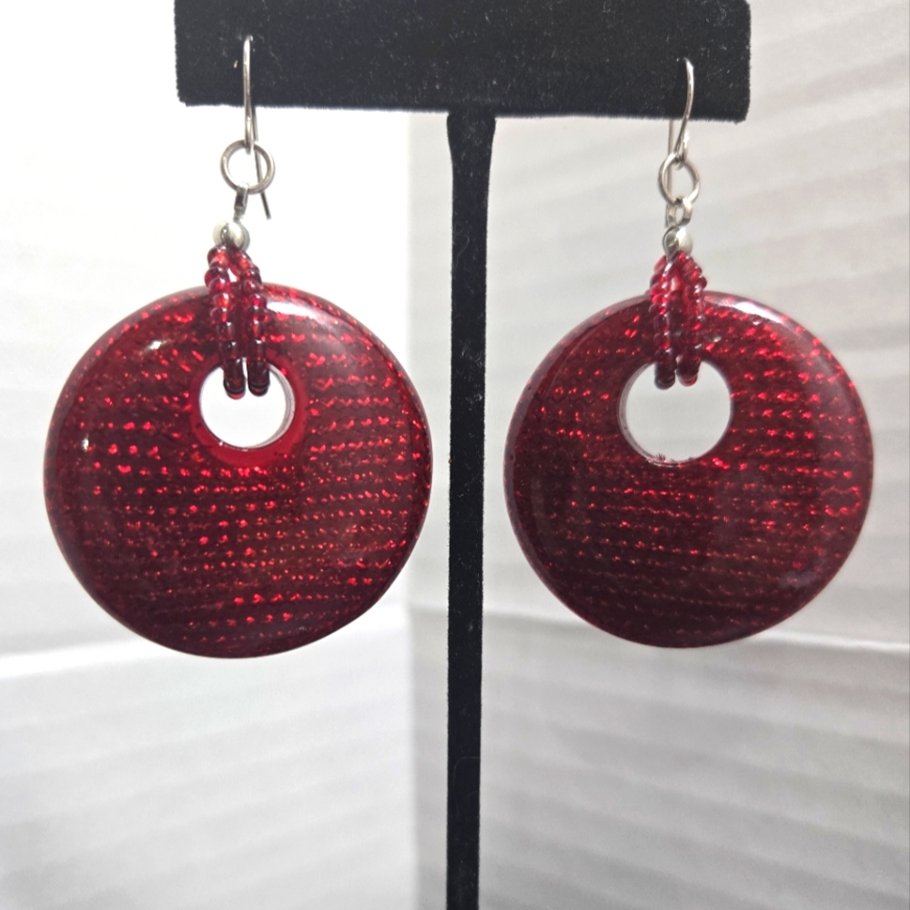 💥RED GLITTERY EARRINGS (3 for $20)